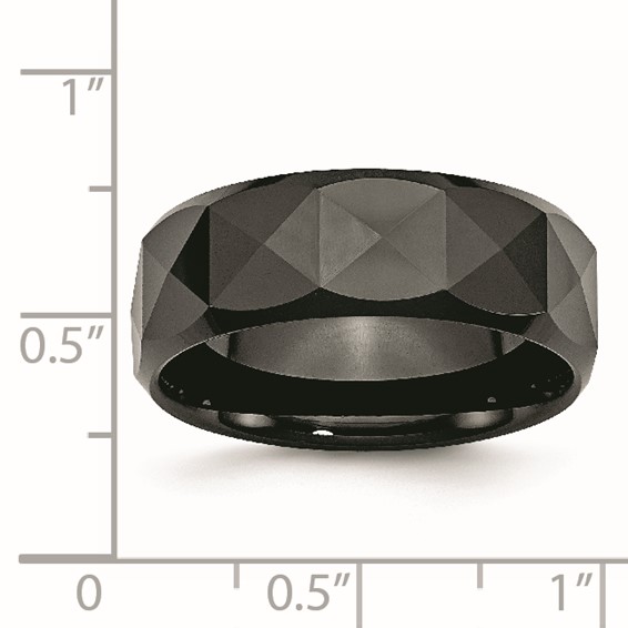 Chisel Ceramic Faceted Black 8mm Polished Beveled Edge Band