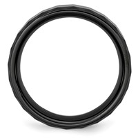Chisel Ceramic Black Faceted 8mm Polished Beveled Edge Band view 2