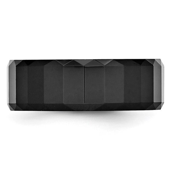 Chisel Ceramic Black Faceted 8mm Polished Beveled Edge Band