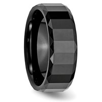 Chisel Ceramic Black Faceted 8mm Polished Beveled Edge Band view 4