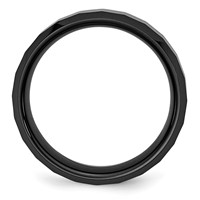 Chisel Ceramic Black Faceted Beveled Edge 8mm Polished Band view 2