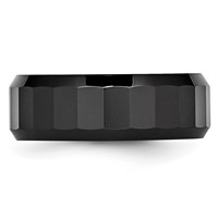 Chisel Ceramic Black Faceted Beveled Edge 8mm Polished Band view 3