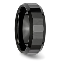 Chisel Ceramic Black Faceted Beveled Edge 8mm Polished Band view 4