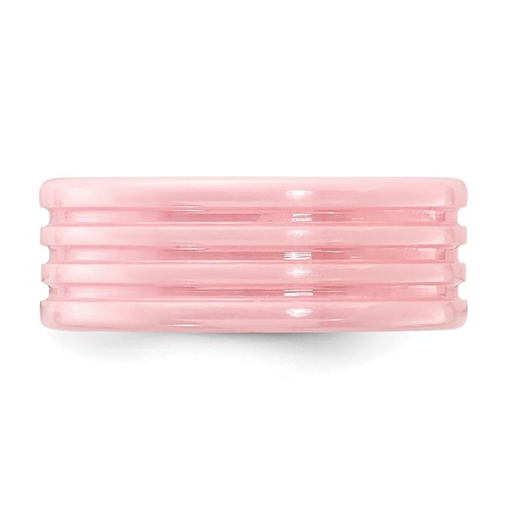Ceramic Pink Grooved 8mm Polished Band