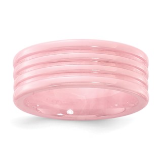 Ceramic Pink Grooved 8mm Polished Band