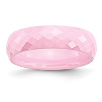 Chisel Ceramic Pink Faceted 6mm Polished Band view 1
