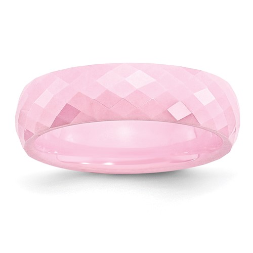 Chisel Ceramic Pink Faceted 6mm Polished Band