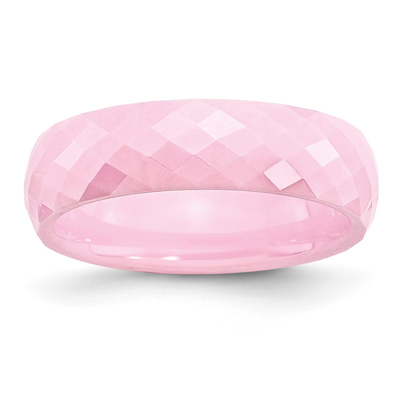 Chisel Ceramic Pink Faceted 6mm Polished Band