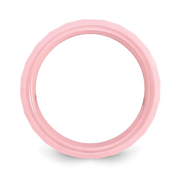 Ceramic Pink Faceted 8mm Polished Band