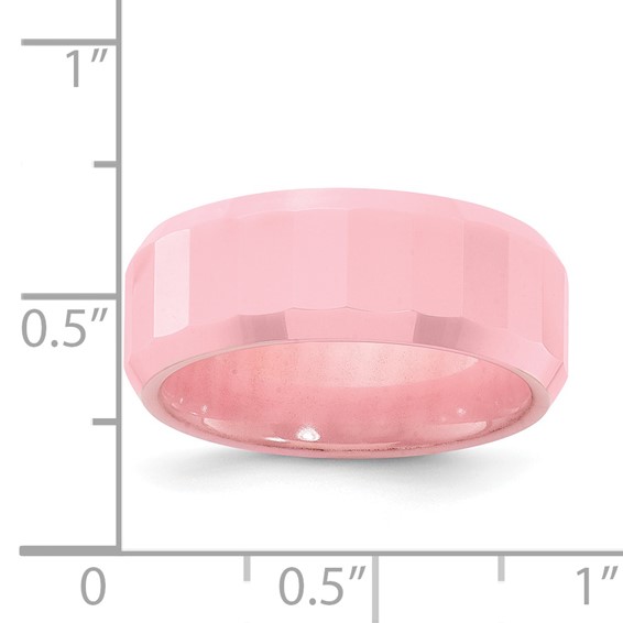 Ceramic Pink Faceted 8mm Polished Band