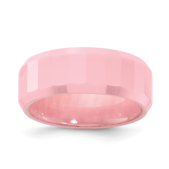 Ceramic Pink Faceted 8mm Polished Band