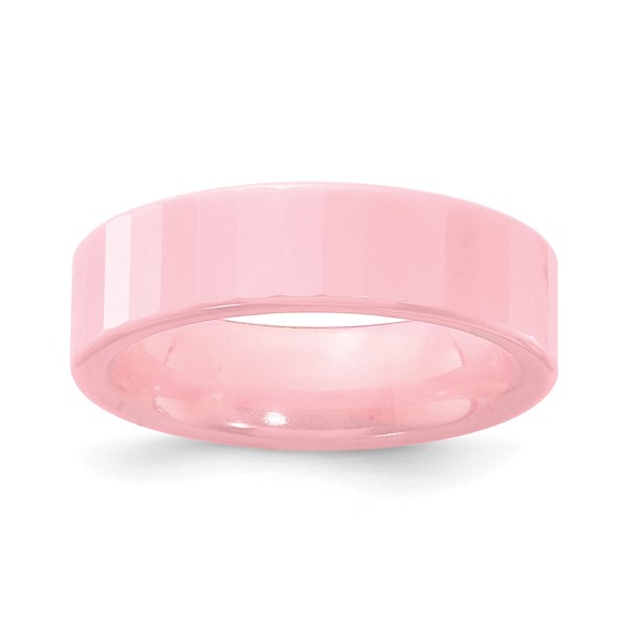 Ceramic Pink Faceted 6mm Polished Band
