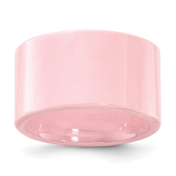 Ceramic Pink Flat 12mm Polished Band
