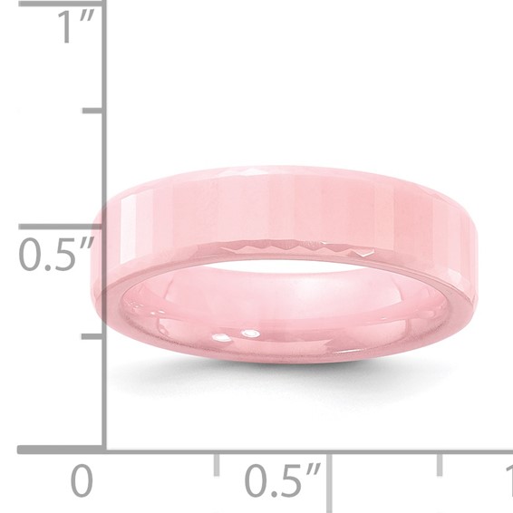 Ceramic Pink Faceted 5.5mm Polished Band