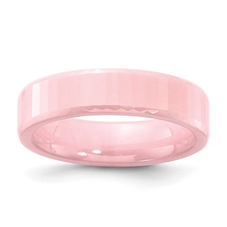 Ceramic Pink Faceted 5.5mm Polished Band