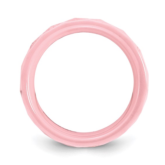 Ceramic Pink Faceted 8mm Polished Band