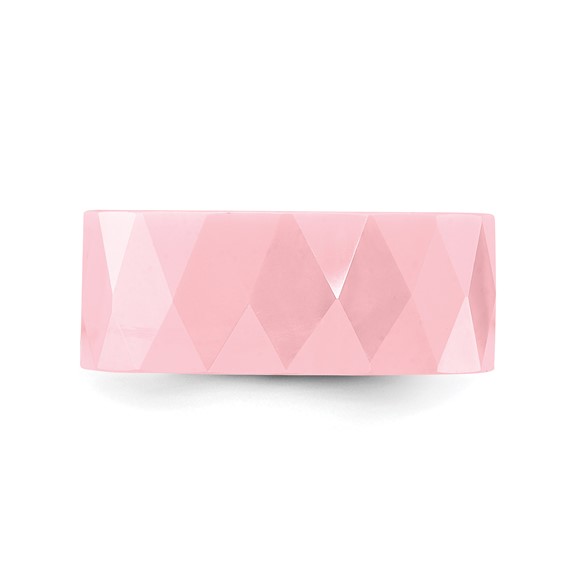 Ceramic Pink Faceted 8mm Polished Band