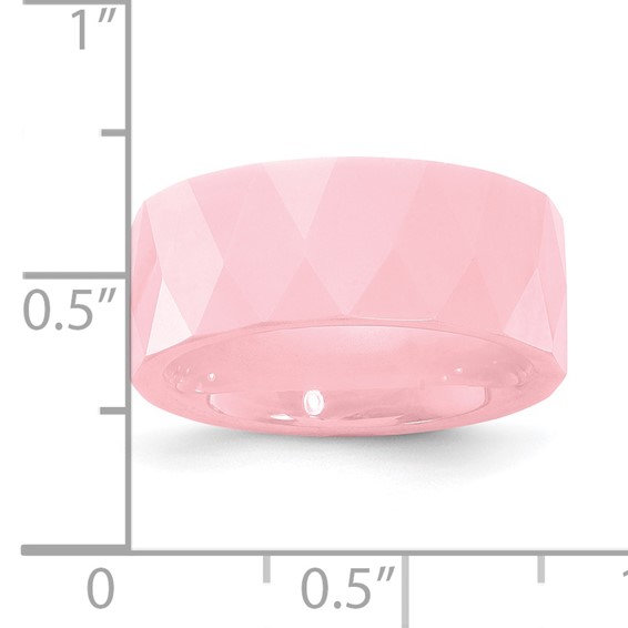 Ceramic Pink Faceted 8mm Polished Band