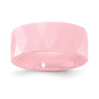 Ceramic Pink Faceted 8mm Polished Band