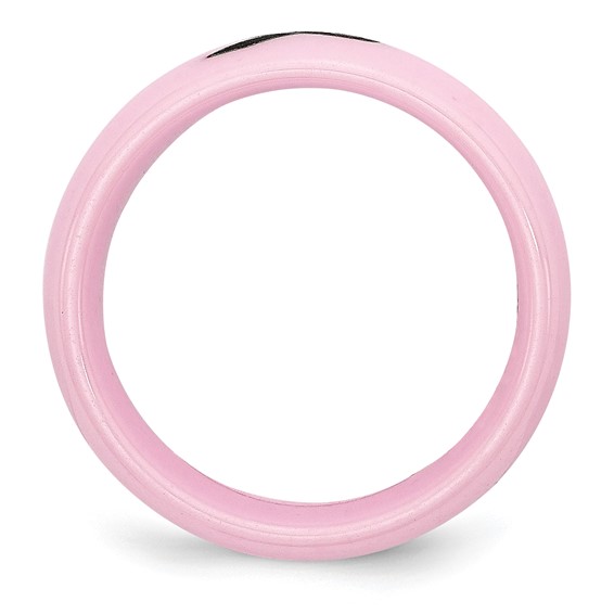 Chisel Ceramic Pink Black Laser Accented Ribbon 8mm Polished Band