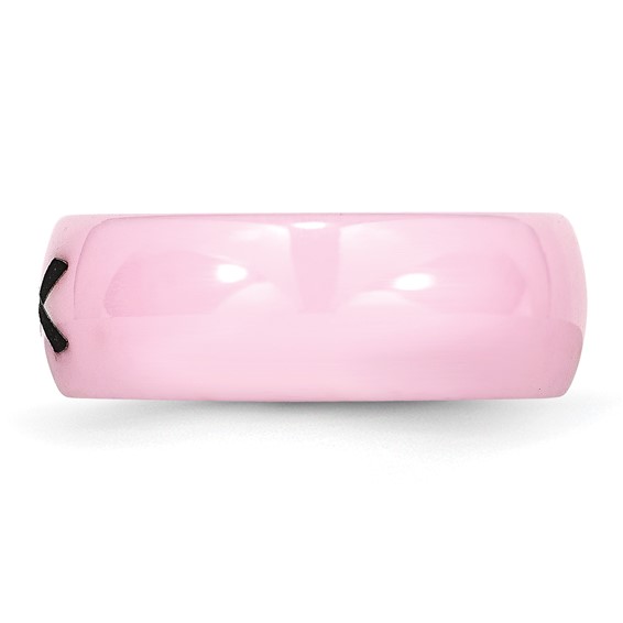 Chisel Ceramic Pink Black Laser Accented Ribbon 8mm Polished Band