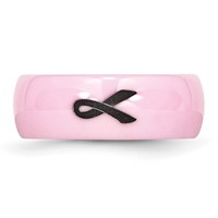 Chisel Ceramic Pink Black Laser Accented Ribbon 8mm Polished Band view 4