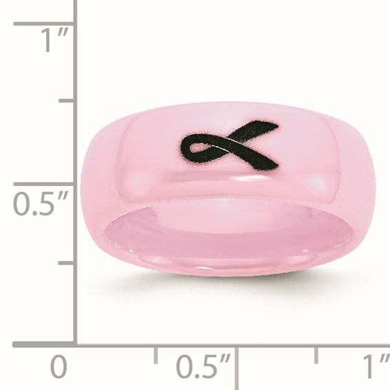Chisel Ceramic Pink Black Laser Accented Ribbon 8mm Polished Band