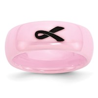 Chisel Ceramic Pink Black Laser Accented Ribbon 8mm Polished Band view 1