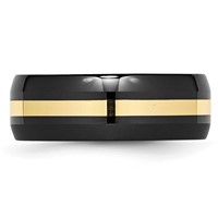 Chisel Ceramic Black with 14K Gold Polished Inlay 8mm Band view 3
