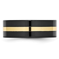 Chisel Ceramic Flat Black Band with 14K Gold Inlay 8mm Polished view 3
