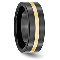 Chisel Ceramic Flat Black Band with 14K Gold Inlay 8mm Polished view 4