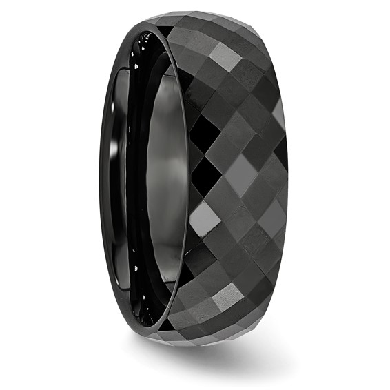 Chisel Ceramic Black Faceted 7.5mm Polished Band
