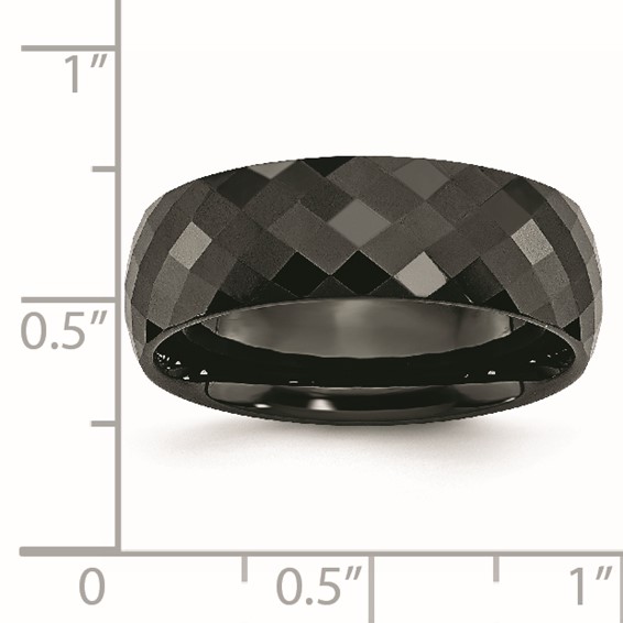 Chisel Ceramic Black Faceted 7.5mm Polished Band