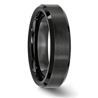 Chisel Black Ceramic Beveled Edge 6mm Brushed and Polished Band view 4