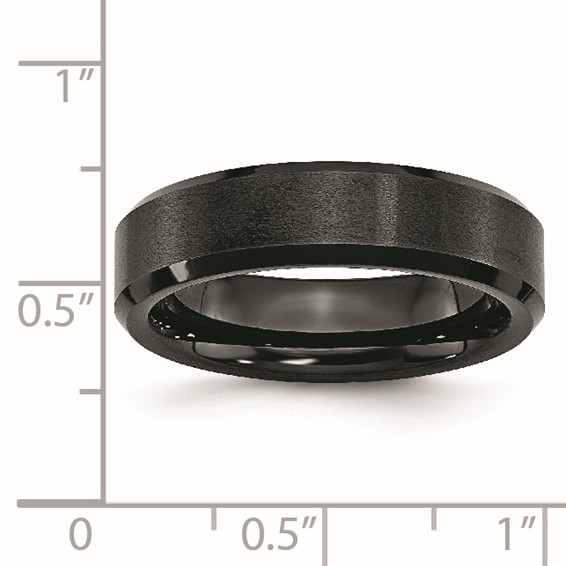 Chisel Black Ceramic Beveled Edge 6mm Brushed and Polished Band