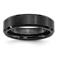 Chisel Black Ceramic Beveled Edge 6mm Brushed and Polished Band view 1
