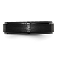 Chisel Black Ceramic Ridged Edge 6mm Brushed and Polished Band view 3