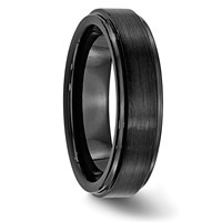 Chisel Black Ceramic Ridged Edge 6mm Brushed and Polished Band view 4