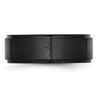 Chisel Black Ceramic Ridged Edge 8mm Brushed and Polished Band view 3