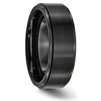 Chisel Black Ceramic Ridged Edge 8mm Brushed and Polished Band view 4