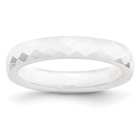 Chisel Ceramic White 4mm Faceted Polished Band view 1