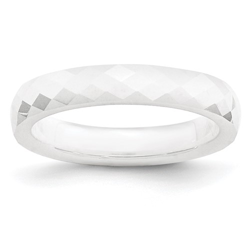 Chisel Ceramic White 4mm Faceted Polished Band