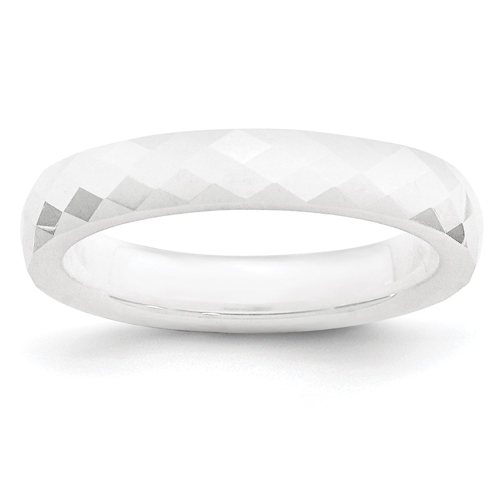 Ceramic White 4mm Faceted Polished Band