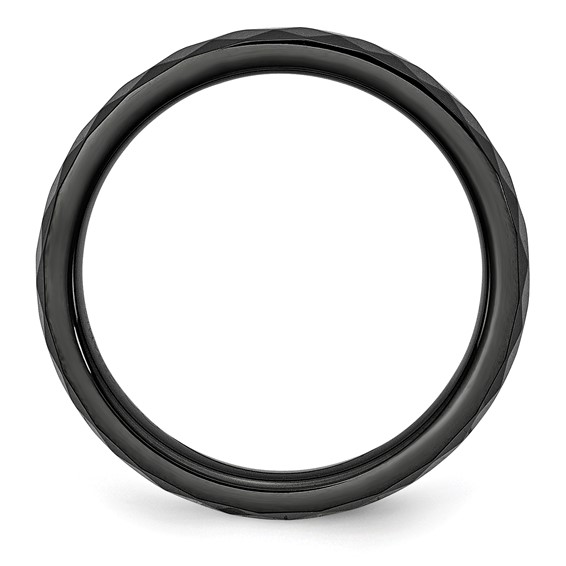 Chisel Ceramic Black 4mm Faceted Polished Band