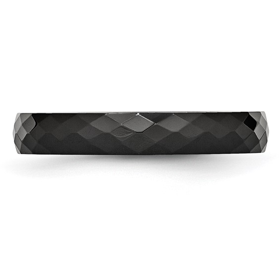 Chisel Ceramic Black 4mm Faceted Polished Band