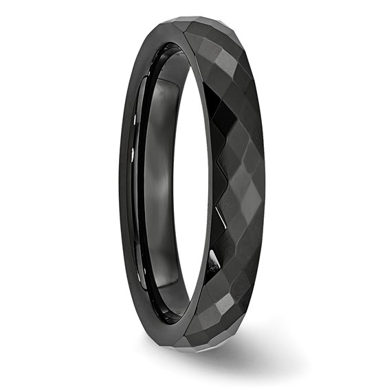 Chisel Ceramic Black 4mm Faceted Polished Band
