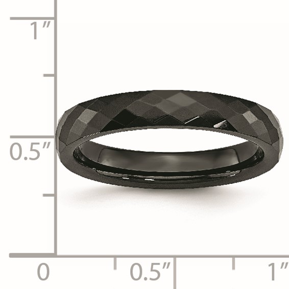 Chisel Ceramic Black 4mm Faceted Polished Band