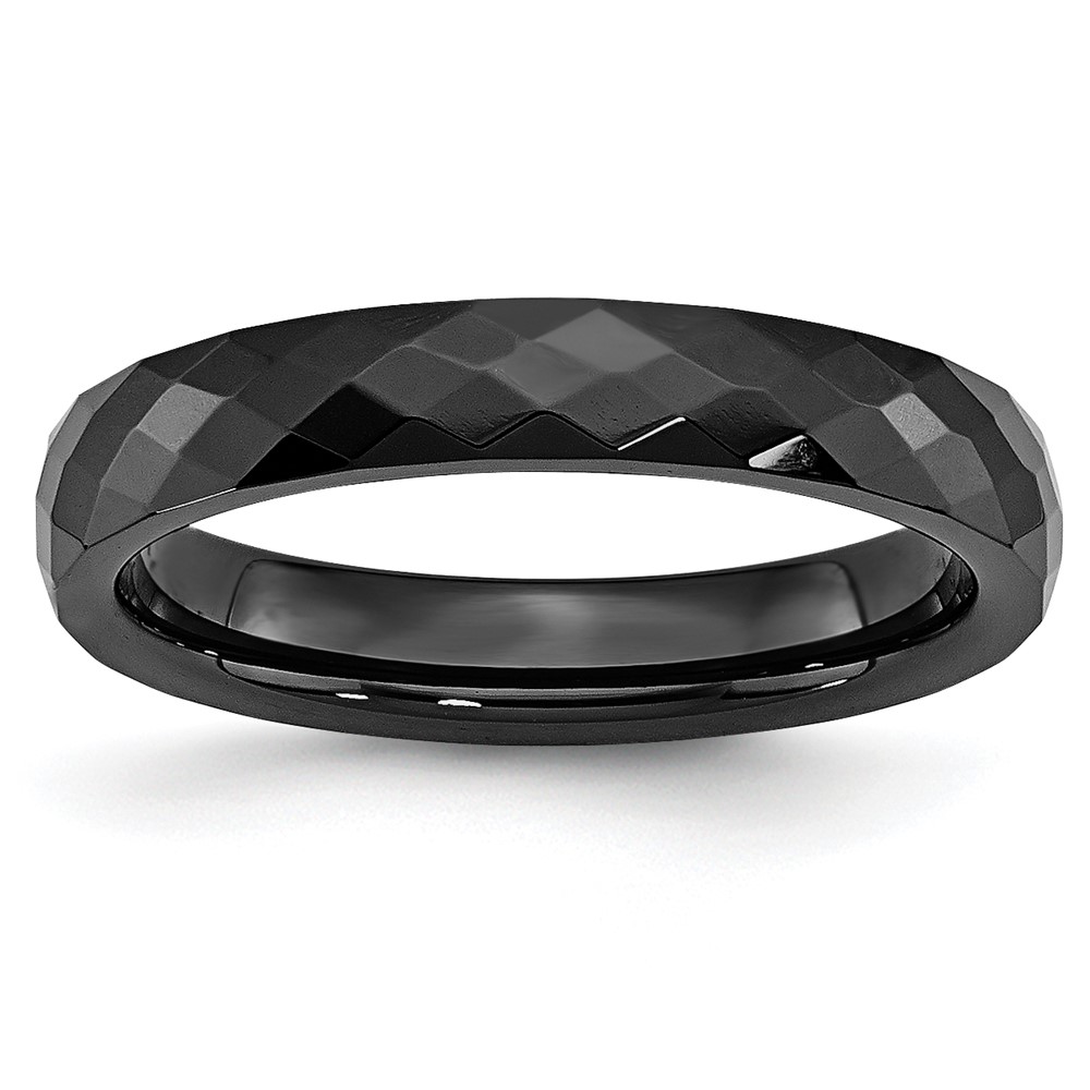 Chisel Ceramic Black Faceted Polished Band