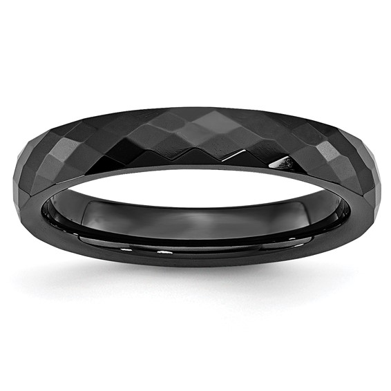 Chisel Ceramic Black 4mm Faceted Polished Band