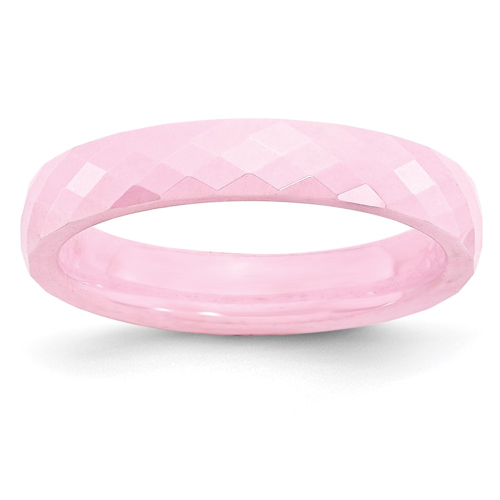 Ceramic Pink 4mm Faceted Polished Band